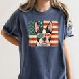 Patriotic Boston Terrier Dog Lover USA Flag 4th Of July For Men Women Kids Women's Comfort Colors T-Shirt Denim