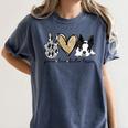 Peace Love Boston Terrier Boston Terrier Lover Dog Mom Women's Comfort Colors T-Shirt Denim