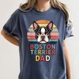Retro Boston Terrier Dad Women's Comfort Colors T-Shirt Denim
