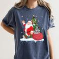 Santa Ugly Christmas Tree Lights Boston Terrier Dog Lover Women's Comfort Colors T-Shirt Denim