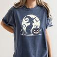 Scary Halloween Cat Costume Retro Cat Moon For Men Women Kids Women's Comfort Colors T-Shirt Denim