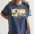 Surfing Boston Terrier Kanagawa Wave Japanese Dog For Men Women Kids Women's Comfort Colors T-Shirt Denim