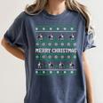 Ugly Sweater Boston Terrier Dog Christmas Dog Lover Xmas Men Women Kids Women's Comfort Colors T-Shirt Denim