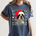 Ugly Xmas Sweater Santa Boston Terrier Dog Christmas For Men Women Kids Women's Comfort Colors T-Shirt Denim