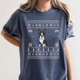 Ugly Xmas Sweater Style Boston Terrier Reindeer Christmas Women's Comfort Colors T-Shirt Denim