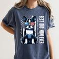 USA Flag Boston Terrier Best Dog Mom Ever 2025 Women's Comfort Colors T-Shirt Denim