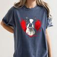 Valentine's Day Boston Terrier Dog Women's Comfort Colors T-Shirt Denim