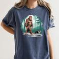 Whimsical Forest Adventures Sasquatch Bigfoot Walking Boston Terrier Dog Lovers Women's Comfort Colors T-Shirt Denim