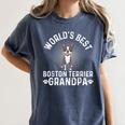 World's Best Boston Terrier Grandpa Dog Grandfather For Men Women Girls Kids Women's Comfort Colors T-Shirt Denim