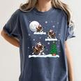 Xmas Lighting Tree Santa Riding Boston Terrier Christmas Women's Comfort Colors T-Shirt Denim