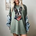 Boston Terrier American Flag Women's Comfort Colors T-Shirt Berry