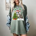Boston Terrier Christmas Tree Lights Santa Hat Women's Comfort Colors T-Shirt Berry