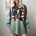 Boston Terrier Dog American Flag 4th Of July Patriotic Puppy Women's Comfort Colors T-Shirt Berry