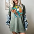 Boston Terrier Dog Riding Dinosaur T Rex Boys Women's Comfort Colors T-Shirt Berry