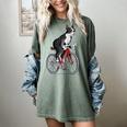 Boston Terrier Riding Bicycle Cute Bostie Biker Raglan Baseball Tee Women's Comfort Colors T-Shirt Berry