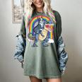 Boston Terrier Riding Dinosaur T-Rex Boys Kids Rainbow Women's Comfort Colors T-Shirt Berry