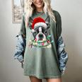 Boston Terrier Santa Christmas Tree Lights Xmas Boys Men Dog Women's Comfort Colors T-Shirt Berry