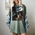 Boston Terrier Selfie Full Moon Flying Witch Halloween Dog Women's Comfort Colors T-Shirt Berry
