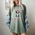 Boston Terrier Wearing Santa Hat Ugly Xmas Dog Lovers Women's Comfort Colors T-Shirt Berry