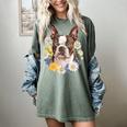 Floral Boston Terrier Women's Comfort Colors T-Shirt Berry