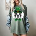 Green Boston Terrier Shamrock St Patricks Day Boston Terrier Women's Comfort Colors T-Shirt Berry