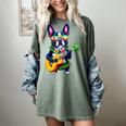Hawaiian Boston Terrier & Pineapple Ukulele Summer Vacation Women's Comfort Colors T-Shirt Berry