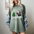 Ugly Christmas Tree Lights Xmas Santa Riding Boston Terrier Women's Comfort Colors T-Shirt Berry