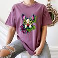 Boston Terrier In Day Of The Dead Sugar Skull Dog Women's Comfort Colors T-Shirt Moss
