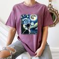 Boston Terrier Dog Art Van Gogh Starry Night Boston Terrier Women's Comfort Colors T-Shirt Moss