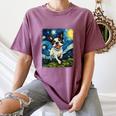 Boston Terrier Dog Starry Night Painting Women's Comfort Colors T-Shirt Moss