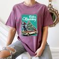 Boston Terrier Merry Christmas Tree Truck Dog X-Mas Women's Comfort Colors T-Shirt Moss