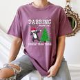Boston Terrier Santa Hat Dabbing Around The Christmas Tree Women's Comfort Colors T-Shirt Moss