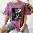 Boston Terrier Selfie Full Moon Flying Witch Halloween Dog Women's Comfort Colors T-Shirt Moss