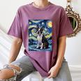 Boston Terrier Van Gogh Starry Night Women's Comfort Colors T-Shirt Moss