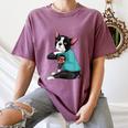 Father's Day Gift Dog Dad Boston Terrier i Love Dad Tattoo Women's Comfort Colors T-Shirt Moss