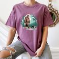 Whimsical Forest Adventures Sasquatch Bigfoot Walking Boston Terrier Dog Lovers Women's Comfort Colors T-Shirt Moss