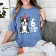 6 Years Old Birthday Boston Terrier Dog Lover 6th Party Kid Women's Comfort Colors T-Shirt Blue Jean