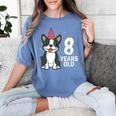 8 Years Old Birthday Boston Terrier Dog Lover 8th Party Kid Women's Comfort Colors T-Shirt Blue Jean