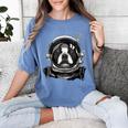 Boston Terrier Astronaut Shirt Spaceman Dog Space Lover Women's Comfort Colors T-Shirt Blue Jean