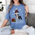 Boston Terrier Christmas T Shirt-Life Is Merrier Premium Tri-Blend Women's Comfort Colors T-Shirt Blue Jean