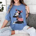 Boston Terrier Dog Merica 4th Of July Usa American Flag Men Women's Comfort Colors T-Shirt Blue Jean