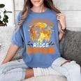 My Boston Terrier Dog Rides Shotgun Witch Halloween Men Women Women's Comfort Colors T-Shirt Blue Jean