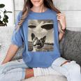 Boston Terrier Dog UFO Alien Extraterrestrial Selfie Women's Comfort Colors T-Shirt Blue Jean