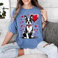 Boston Terrier Dog Valentine's Day Dog Owner Valentine Women's Comfort Colors T-Shirt Blue Jean