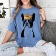 Boston Terrier Dog Wearing Crown For Men Women Girls Kids Women's Comfort Colors T-Shirt Blue Jean