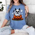 Boston Terrier Ghost Boo Halloween Kids Women's Comfort Colors T-Shirt Blue Jean