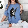 Boston Terrier Guitar Women's Comfort Colors T-Shirt Blue Jean