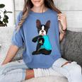 Boston Terrier I Love Mom Apparel Women's Comfort Colors T-Shirt Blue Jean