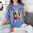Boston Terrier Lover Pop Art Color Boston Terrier Dog For Men Women Girls Kids Women's Comfort Colors T-Shirt Blue Jean