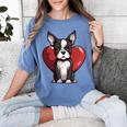 Boston Terrier Mom Dad Bostie Dog Lover Valentines Day Women's Comfort Colors T-Shirt Blue Jean